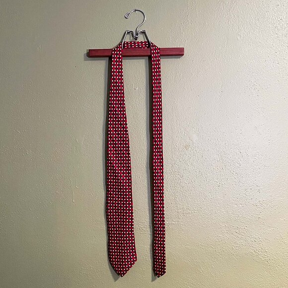 Franco Bassi Red & Gold Silk Tie with Teal Geometric Pattern – Made in Italy - Picture 2 of 4